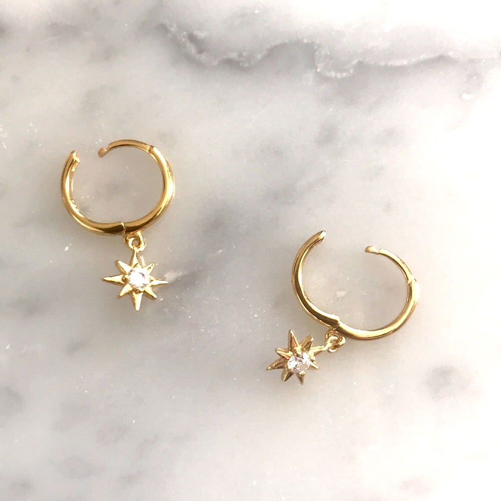 Starburst Huggie Hoop Earrings